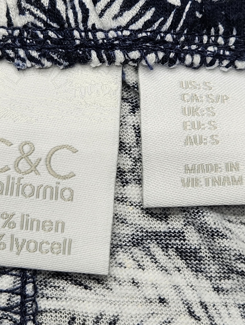 C&C California Wide Leg Pants Palm Print Linen Blend Boho Beach S - Picture 6 of 8